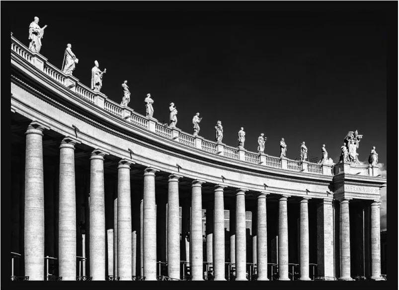 Quadro Decorativo Com Moldura Preta Basílica De São Pedro Em Roma 70x50cm