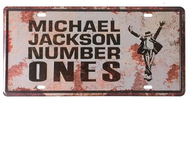 Placa de Carro Decorativa em Metal Michael Jackson 30 x 15 cm