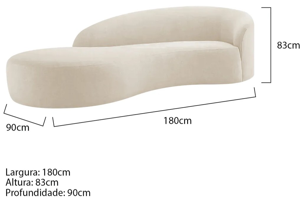 Divã Recamier Orgânico França 180cm Lado Esquerdo Bouclé - ADJ Decor