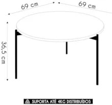 Mesa de Centro Redonda Para Sala Pé Metal Nala D04 Bali - Mpozenato