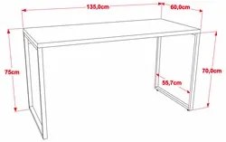 Conjunto Escritório Estilo Industrial Mesa 135cm e Estante 60cm 3 Prat