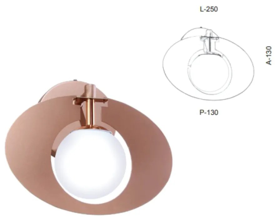 Arandela Globo Corte Laiser 25X13X13Cm Metal E Globo Ø10Cm 01Xg9 |Old... (PRETO / COBRE BRILHO, FOSCO (BRANCO))
