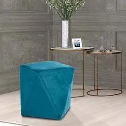 Puff Decorativo Ametista C-66 Veludo Turquesa - Domi