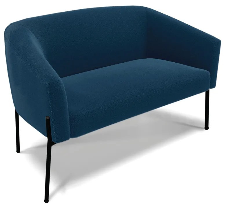 Sofá 2 Lugares Namoradeira Pé de Ferro Preto Stella Bouclê D03 - D'Rossi - Azul