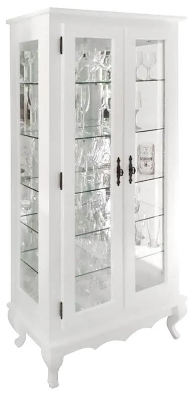 Cristaleira Clássica com Espelho 2 Portas e Prateleiras Pés Luis XV - Biomóvel 45070
