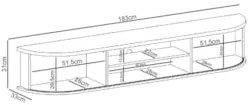 Painel para TV 75 Pol com Bancada Suspensa 208cm Ararati Z10 Calacata/