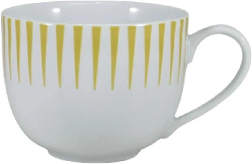 Xícara Chá com Pires 200 ml Porcelana Schmidt - Dec. Sol Amarelo
