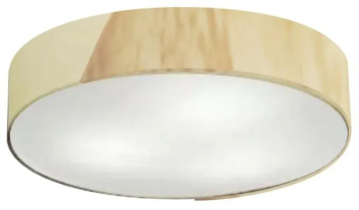 Plafon Luminária de teto decorativa para casa, Md-3076 nórdicas em tecido e madeira 3 lâmpadas com difusor em poliestireno - Algodão-Crú