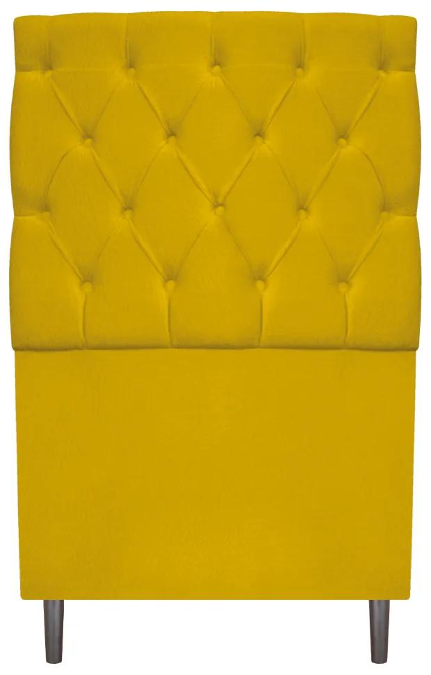 Cabeceira Estofada Liverpool 90 cm Solteiro Suede Amarelo - ADJ Decor