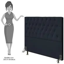 Cabeceira Cama Box King 195cm Diamante Sintético J02 Preto - Mpozenato