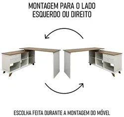 Conjunto Escritório Home Office 4 Peças Golden A06 Olmo/Branco - Mpoze