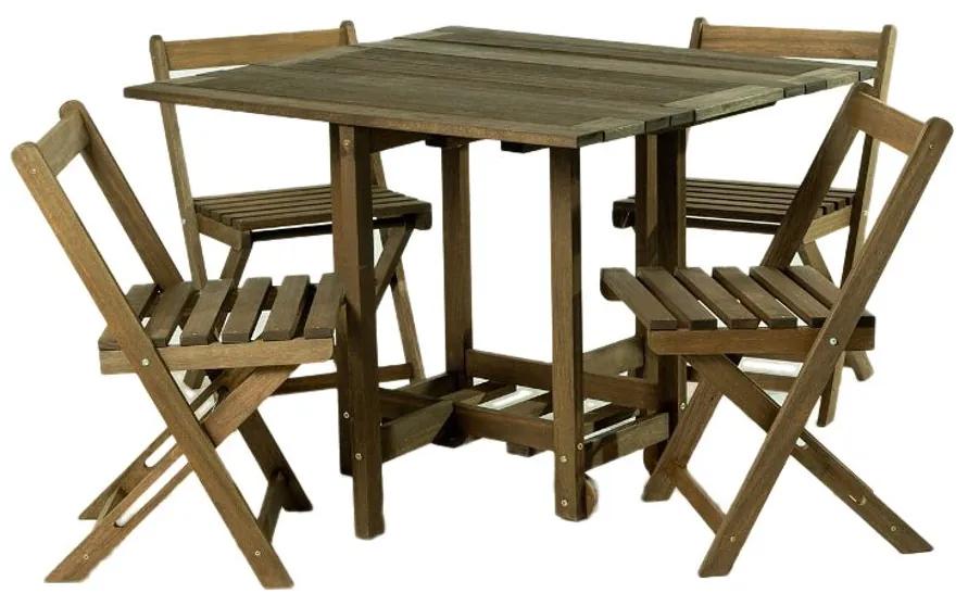 Kit Mesa + 4 Cadeiras Dobráveis 14 Bis - Wood Prime MR 218555