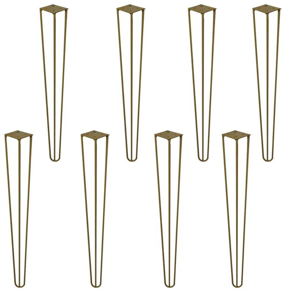 Kit 8 Pés de Metal 90 CM Hairpin Legs Aparador e Mesa de Canto Dourado G41