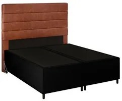 Cabeceira com Base Cama Box Casal Queen 158x198 Hit ID5 Corano Preto/C