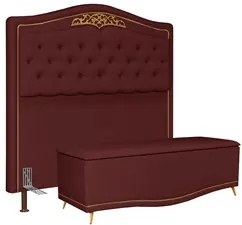 Cabeceira Cama Box Casal 140cm Com Calçadeira Baú Imperial Veludo J02