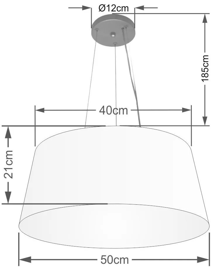 Lustre Pendente Cone Vivare Md-4048 Cúpula em Tecido 21/50x40cm - Bivolt - Branca - 110V/220V