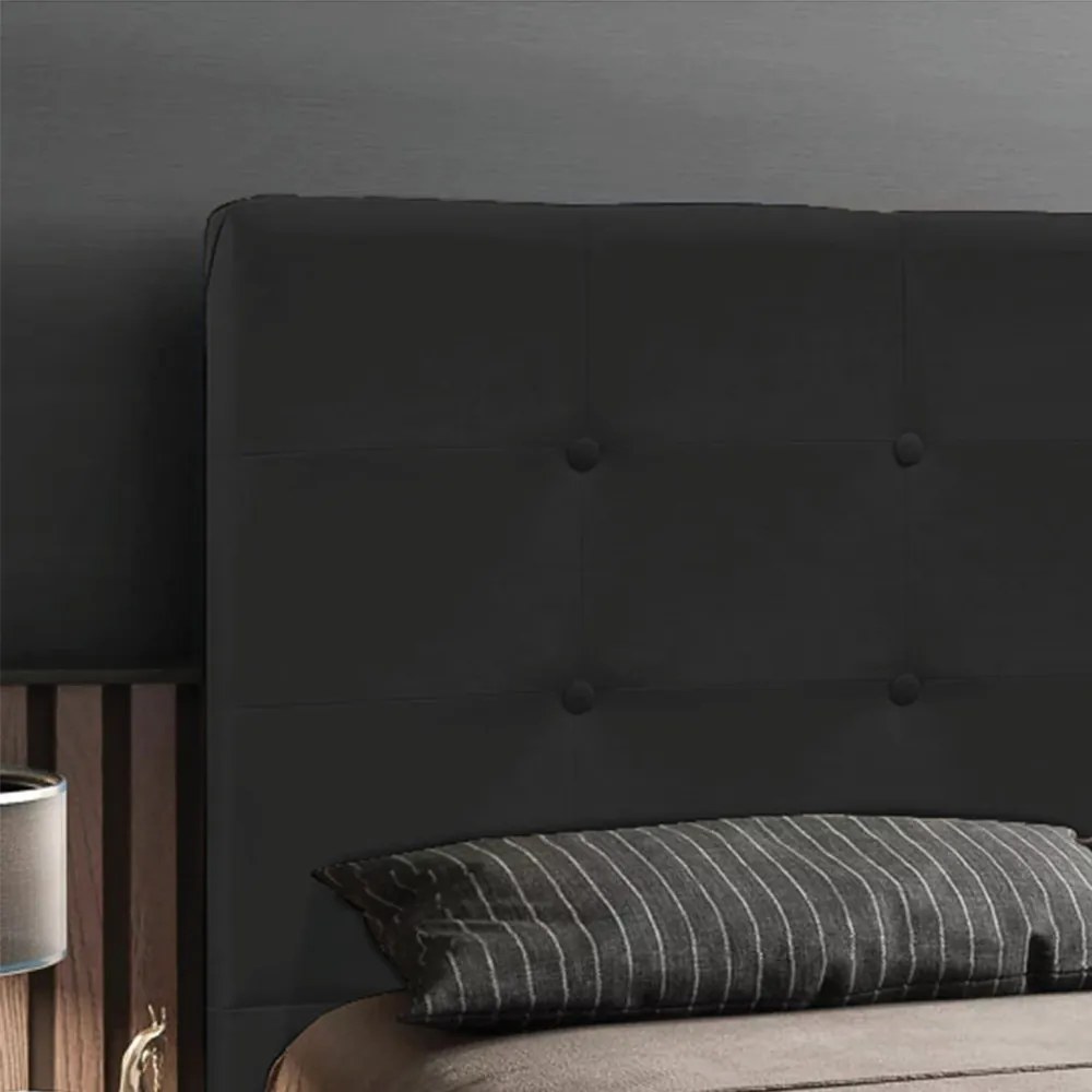 Cabeceira Luna Para Cama Box Solteiro 90 cm Suede - D'Rossi - Preto