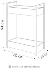 Carrinho Gourmet de Apoio Industrial 2 Prateleiras Sara Z34 Freijó/Pre