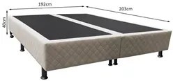 Base Box para Cama Casal King 192x203cm Bipartido Liz S05 Suede Bordad