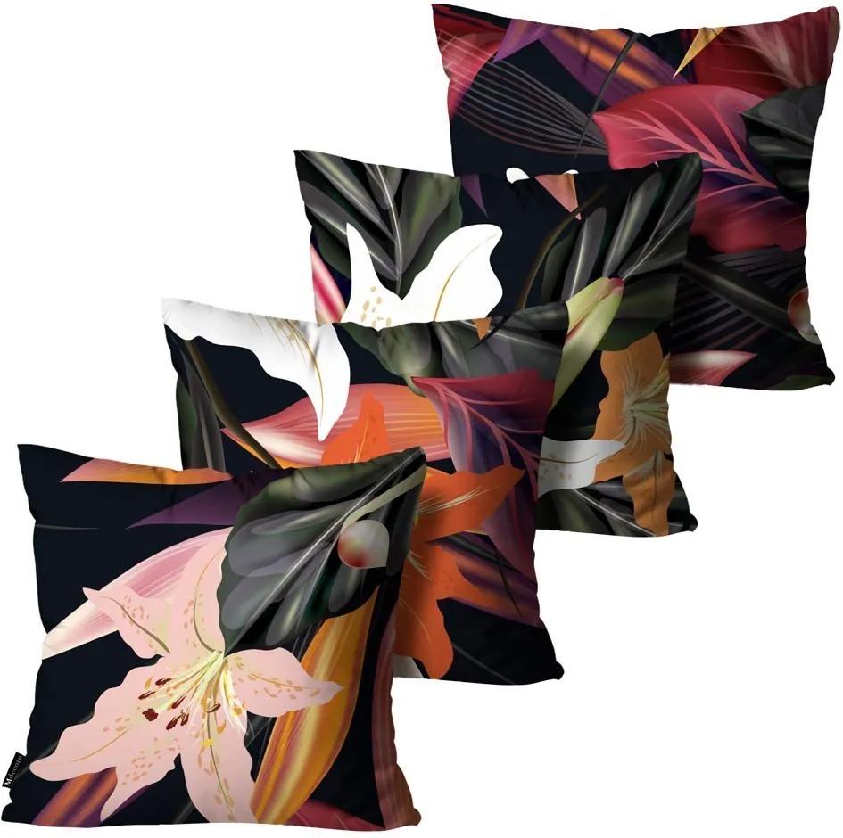 Kit com 4 Capas para Almofadas Mdecore Floral Coloridas45x45cm