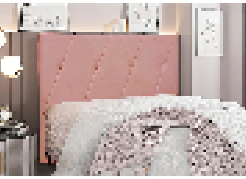 Cabeceira Cama Box King 195 cm Aquilla Veludo S04 - D'Rossi - Rosa