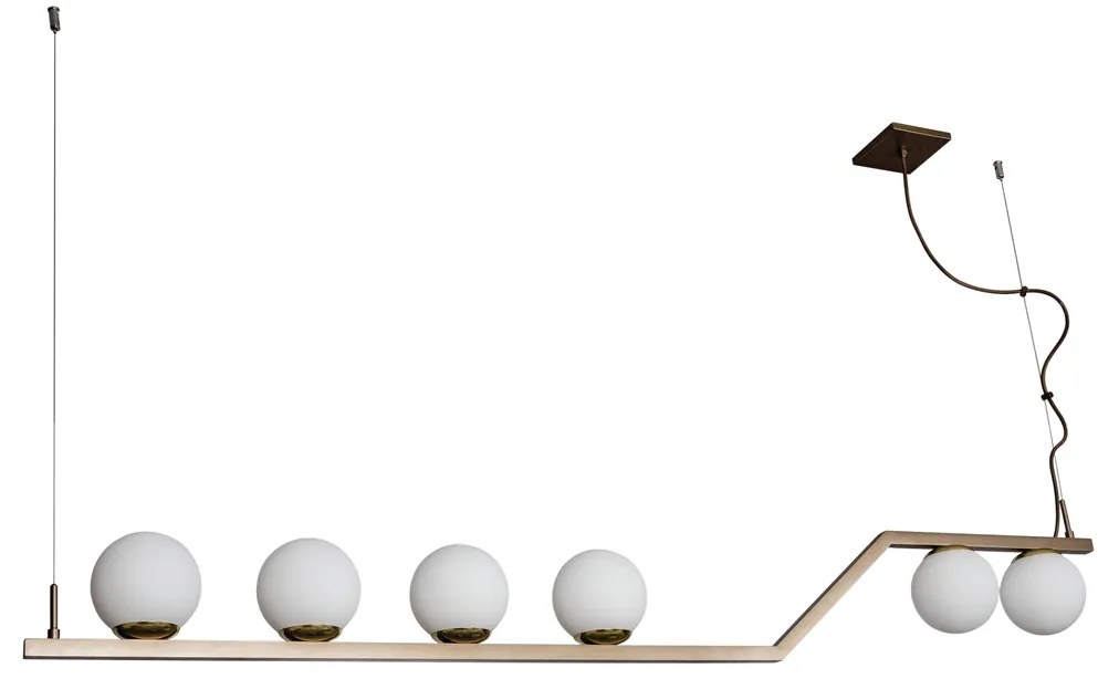 Pendente Zig 145X30Cm 6Xg9 / Cabo Aço Chumbador + Cabo Rayon / Globo Ø... (AZO-F - Azul Oceano Fosco, AMBAR)