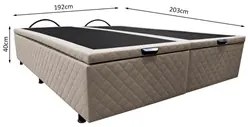 Base Box Baú para Cama Casal King 192x203cm Bipartido Liz S05 Suede Bo