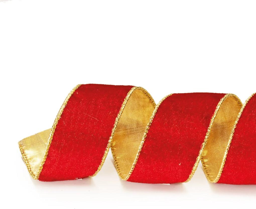 Fita Natalina Vermelha Com Detalhe Dourado 6,3cm 9m 1 Peça