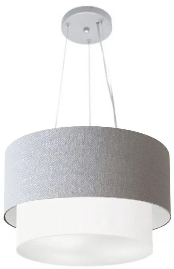 Lustre Pendente Duplo Cilíndrico Vivare Md-4158 Cúpula em Tecido 40x35cm - Bivolt