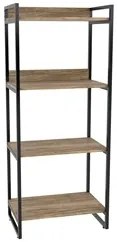 Estante Livreiro Prisma Estilo Industrial 60cm 4 Prateleiras C08 Carva