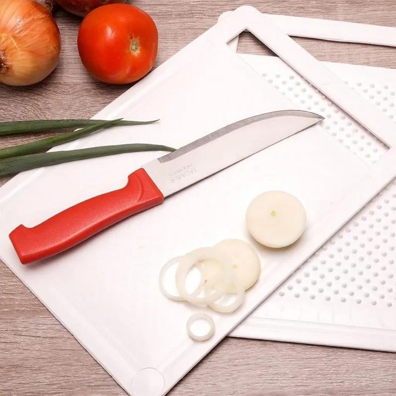 Tábua de Plástico Para  cortar Carne + Faca Inox Taumer Branco
