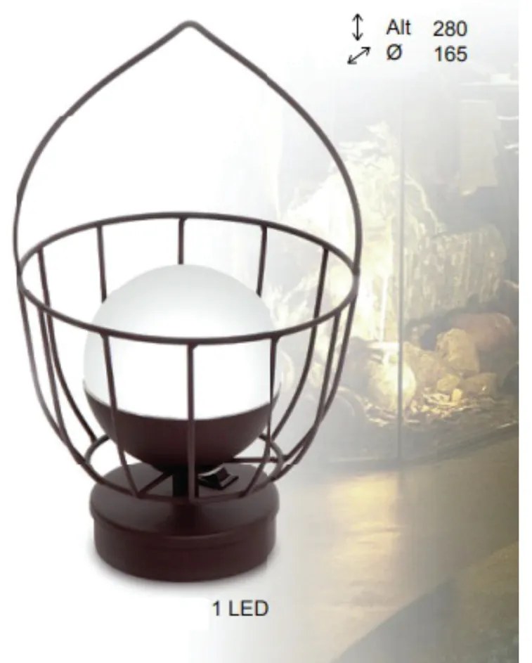 Abajur Freedon Esfera Cesto Ø16,5X28Cm Globo Ø10Cm 1Xled 0,5W 3000K -... (CAFÉ, AMBAR, 110V)