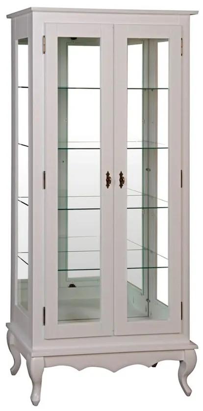 Cristaleira Clássica com Espelho 2 Portas e Prateleiras Pés Luis XV - Biomóvel 45070