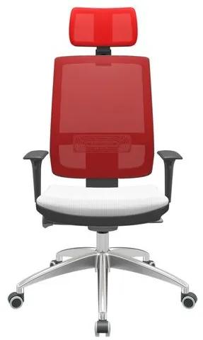 Cadeira Office Brizza Tela Vermelha Com Encosto Assento Aero Branco Autocompensador 126cm - 63069 Sun House