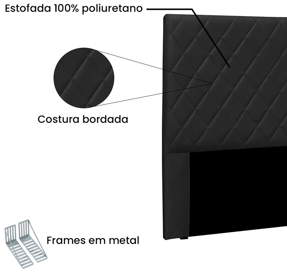 Cabeceira Dubai Para Cama Box Solteiro 90 cm Corino - D'Rossi - Preto