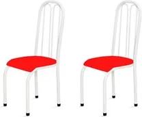 Kit 2 Cadeiras Altas 0.112 Anatômica Branco/Vermelho - Marcheli