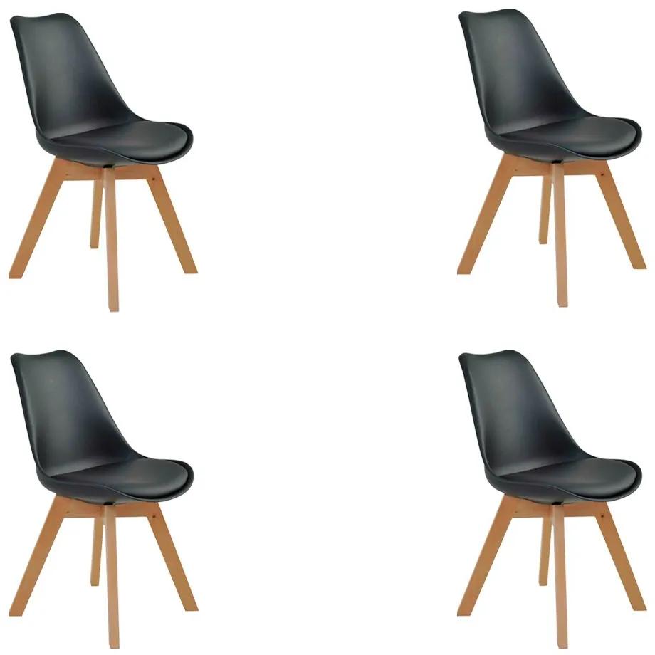 Kit 4 Cadeiras Decorativas Sala e Escritório SelfCare (PP) Preta G56 - Gran Belo