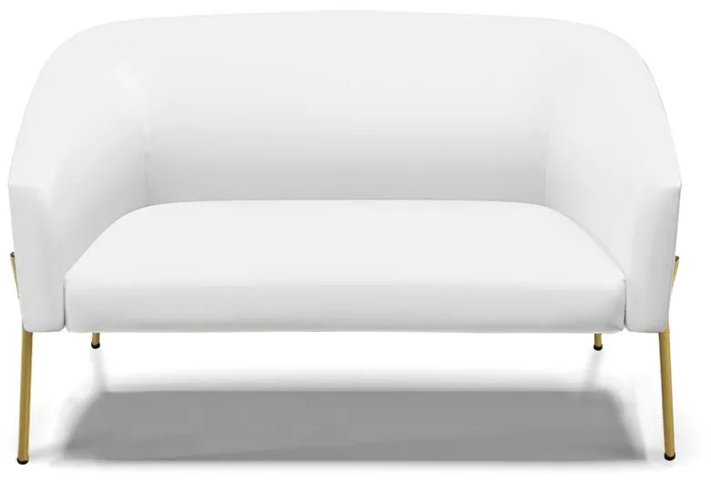 Sofá 2 Lugares Namoradeira Pé de Ferro Dourado Stella Sintético D03 - D'Rossi - Branco