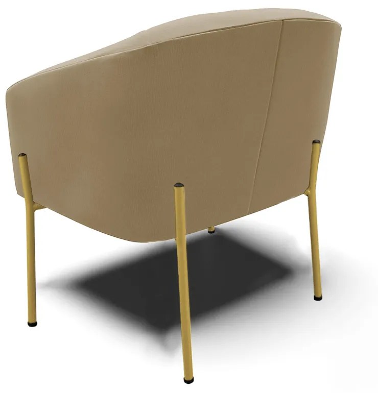 Poltrona Decorativa Pé de Ferro Dourado Kit 2 Stella Suede D03 - D'Rossi - Marrom Rato