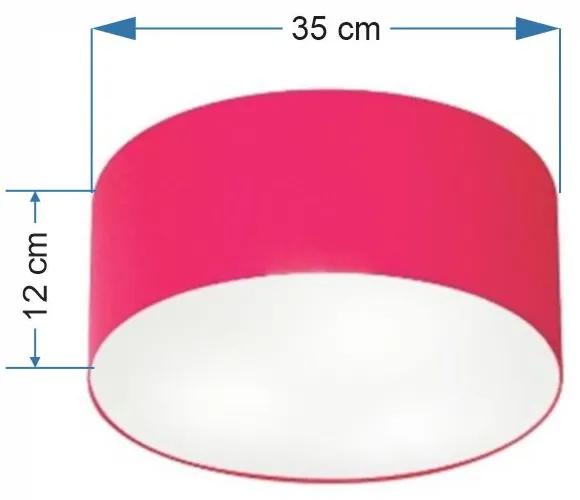 Plafon Cilíndrico Vivare Md-3046 Cúpula em Tecido 35x12cm - Bivolt - Rosa-Pink - 110V/220V