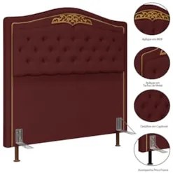 Cabeceira Cama Box Casal King 195cm com Tachas Imperial Veludo J02 Bor