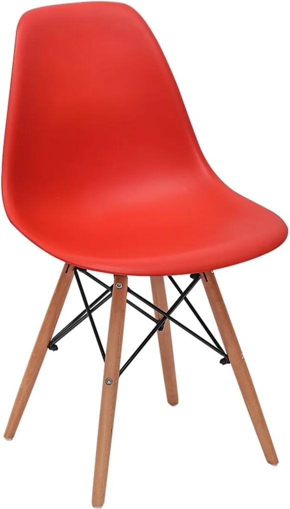 Cadeira Império Brazil Charles Eames Eiffel Dkr Wood - Design - Vermelha