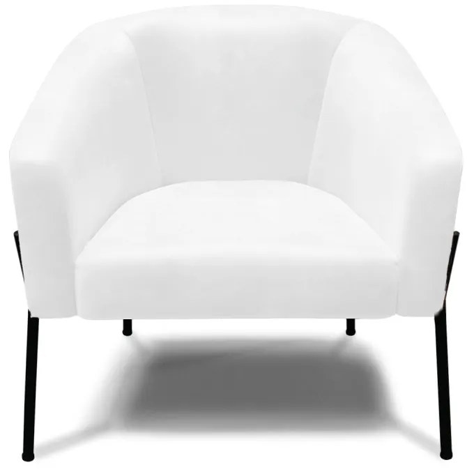 Poltrona Decorativa Pé de Ferro Preto Kit 2 Stella Sintético PU D03 - D'Rossi - Branco