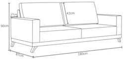 Sofá 3 Lugares 180cm Living Pés Curvos Santi D05 Linho Bege - Mpozenat