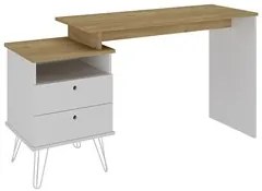 Mesa Escrivaninha Industrial 2 Gavetas Lux A06 Olmo/Branco   - Mpozena