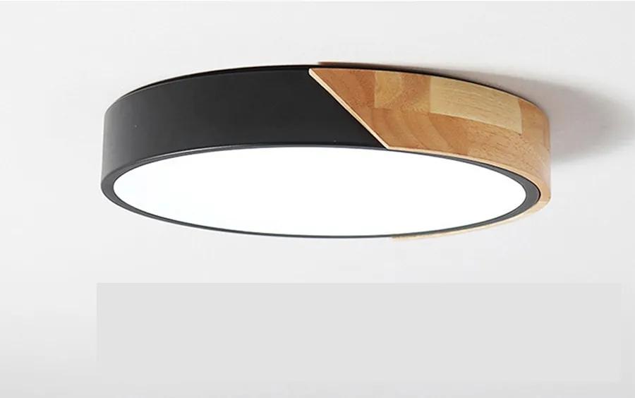 Luminária de teto decorativa para casa, lâmpadas led nórdicas em madeira e ferro, branca e preta - black - China | Branco Quente | 23 cm