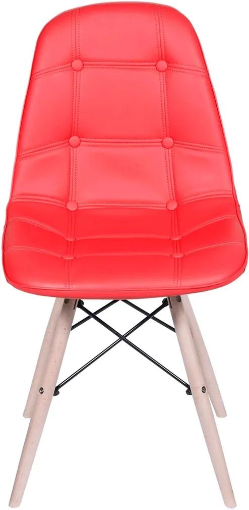 Cadeira Eames Dkr Botone Base Eiffel Madeira Preta OR1110 - Vermelha