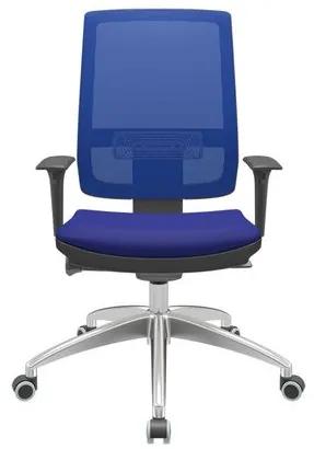 Cadeira Office Brizza Tela Azul Assento Aero Azul Autocompensador Base Aluminio 120cm - 63776 Sun House