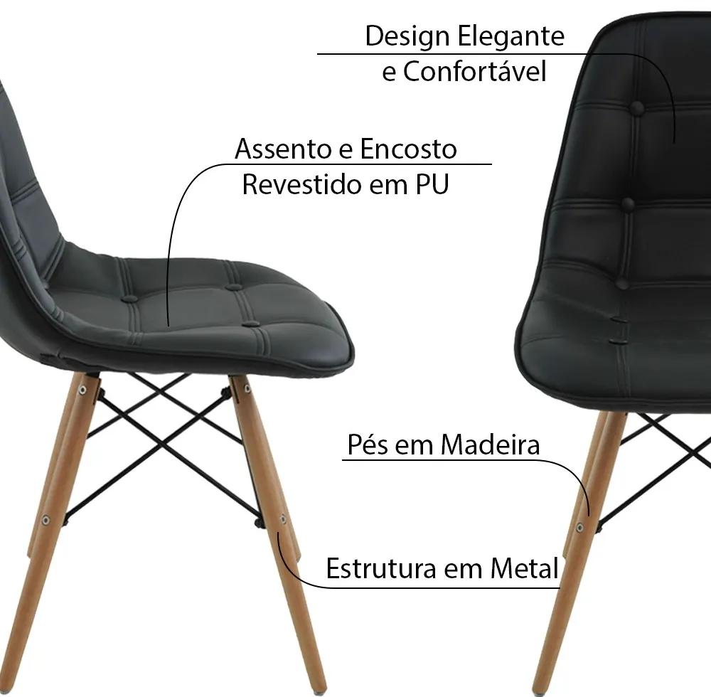 Kit 3 Cadeiras Decorativas Sala e Escritório Cadenna PU Sintético Preta G56 - Gran Belo