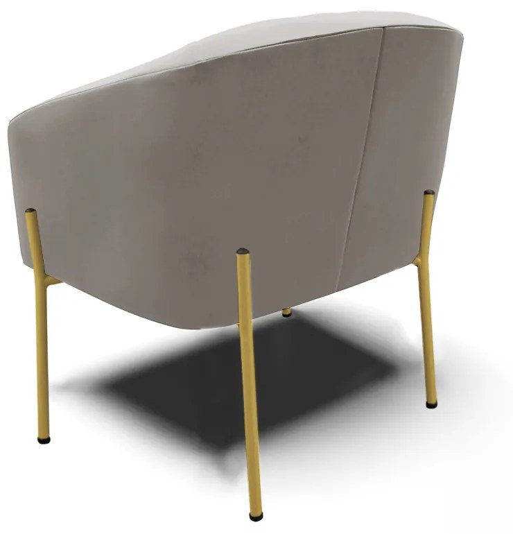 Poltrona Decorativa Pé de Ferro Dourado Kit 2 Stella Veludo D03 - D'Rossi - Cinza